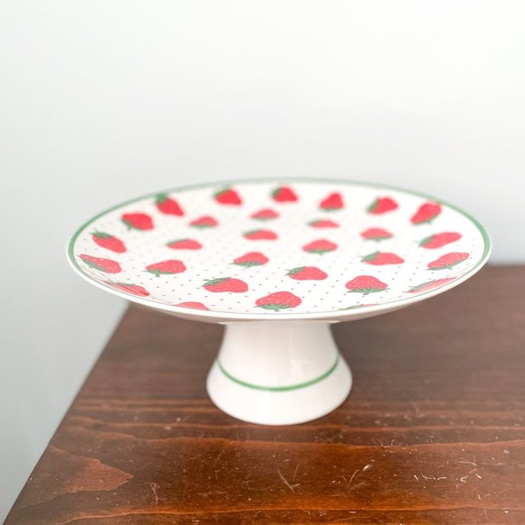SOLD Vintage Japanese Porcelain Strawberry Cake Stand 10in - Picture 4 of 8
